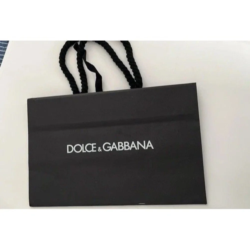 Dolce & Gabbana Black Medium Paper Gift Bag Solid Rope Handles Designer